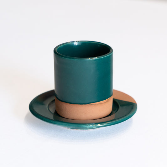 tasse à café en terre cuite vert forêt 6cm
