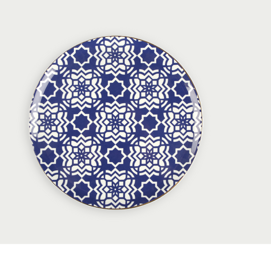 Decouvrez la richesse et leclat du Maroc avec notre assiette plate bleu Majorelle de 24cm concue pour raviver votre decoration de maison avec authenticite et elegance