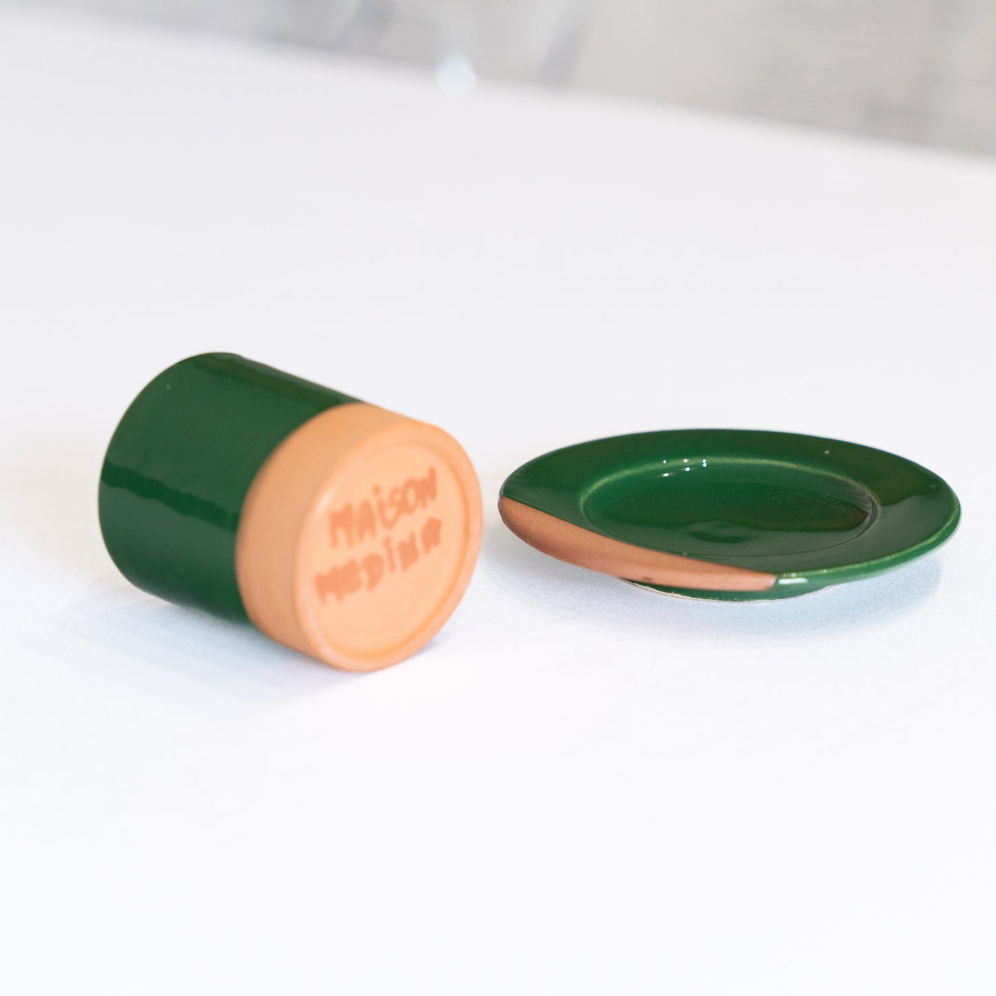 Tasse à café en terre cuite vert infini