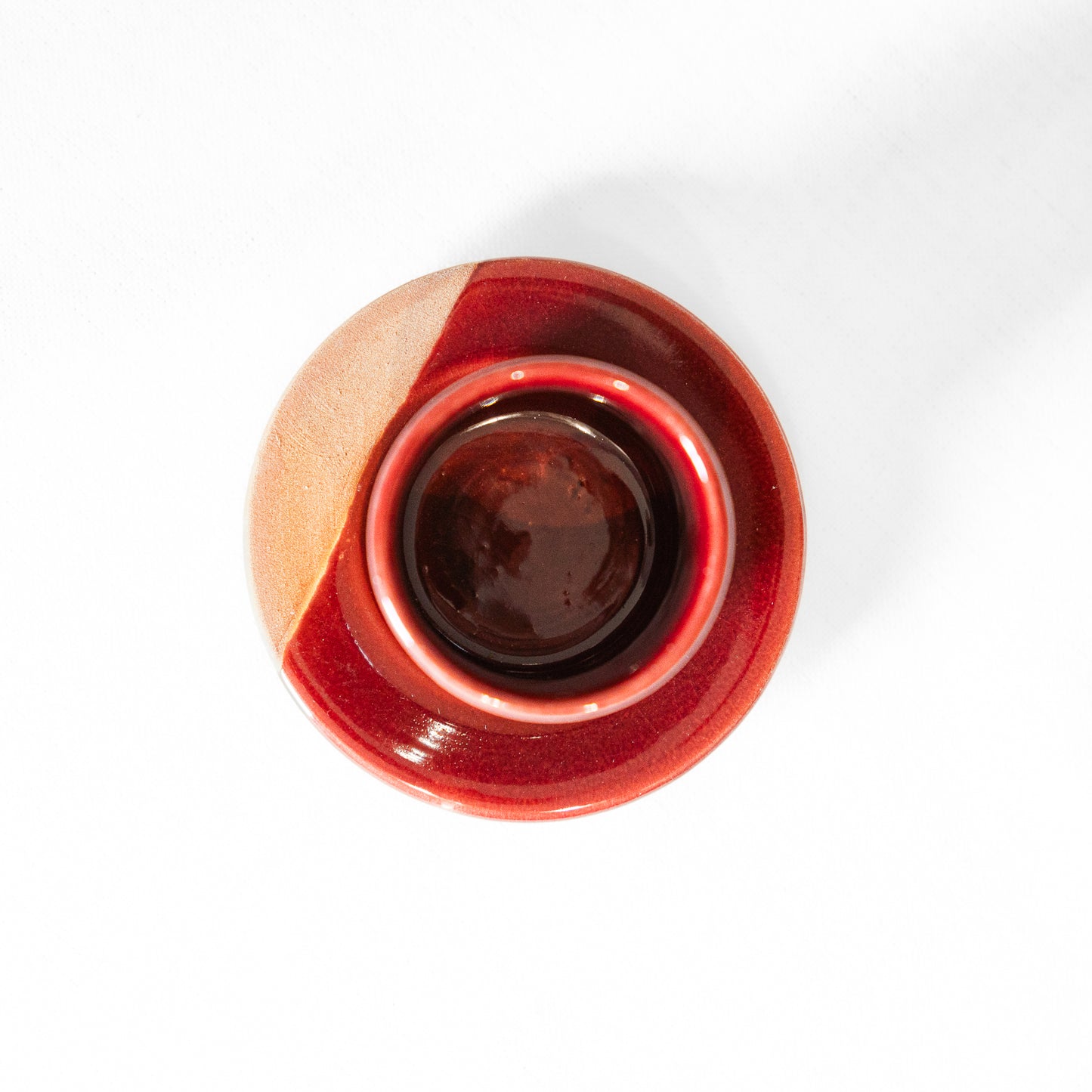 Tasse à café artisanale en terre cuite bordeaux 6cm