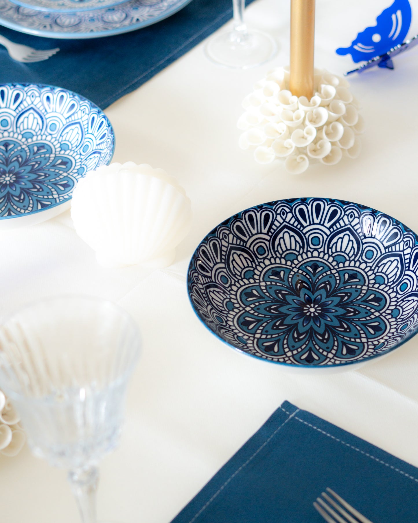 porcelaine ethique du maroc assiette Chefchaouen 20 cm éclat bleu