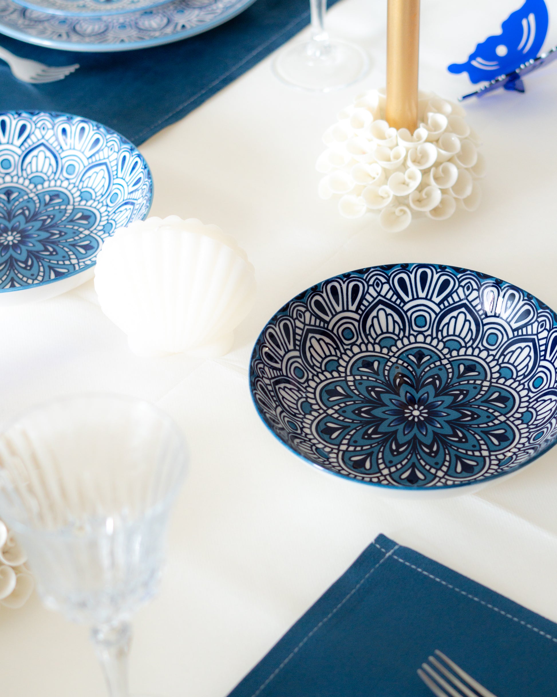 porcelaine ethique du maroc assiette Chefchaouen 20 cm éclat bleu