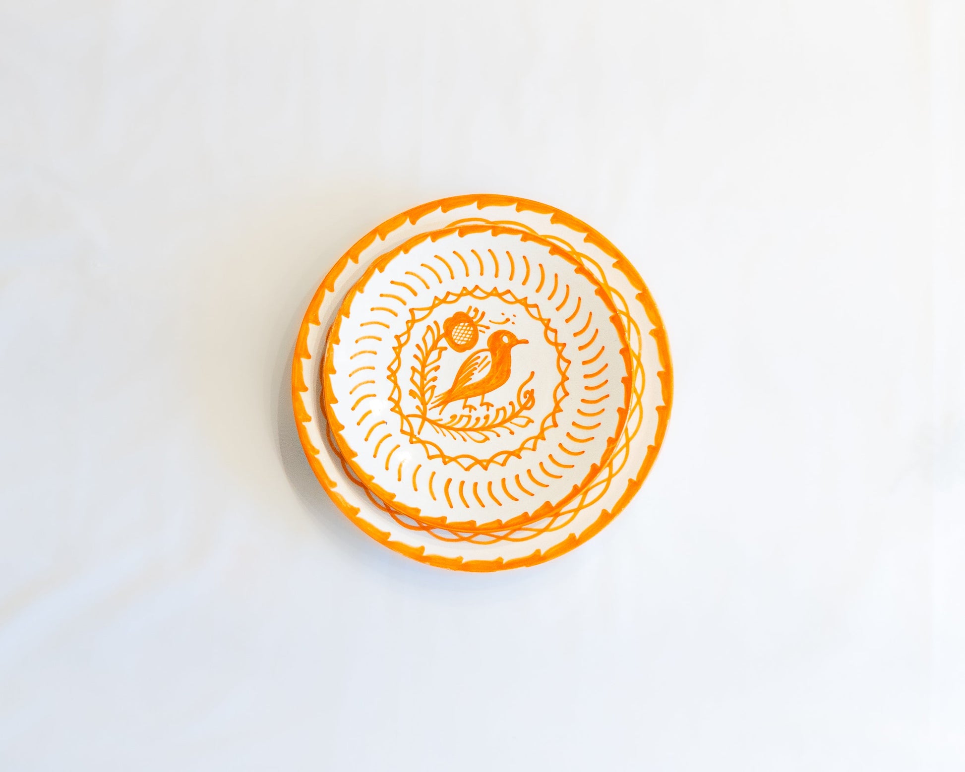 assiette plate cermaique orange bird fait main maroc