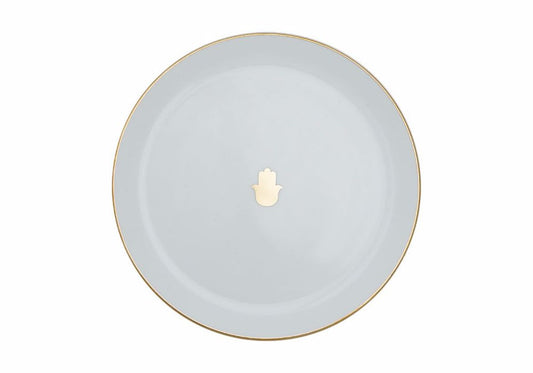 Assiette plate blanche de 17cm avec motifs d'or, inspirée du Maroc, apportant un éclat unique à votre décoration de maison.