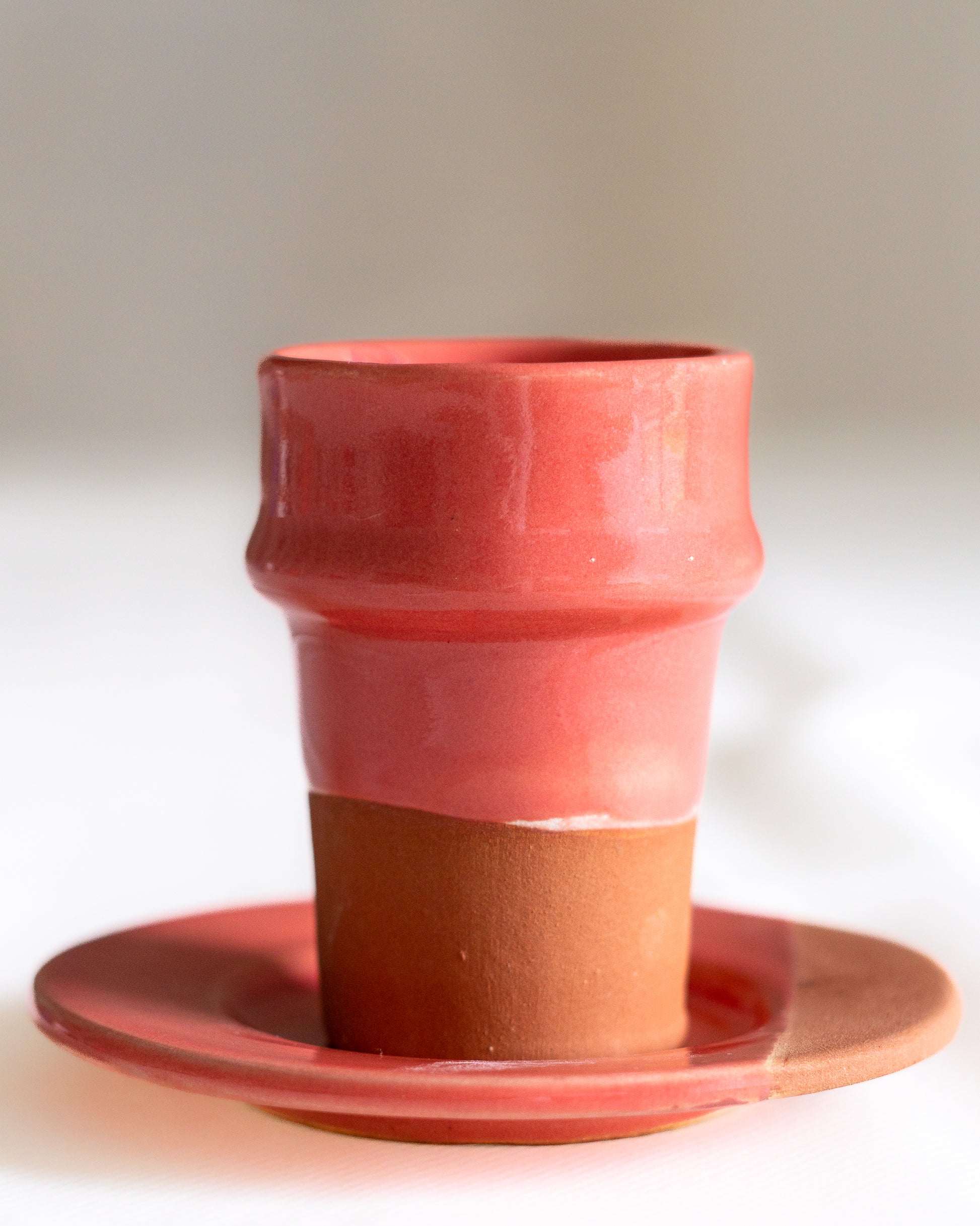 Tasse a cafe beldi  corail artisanale marocaine terre cuite