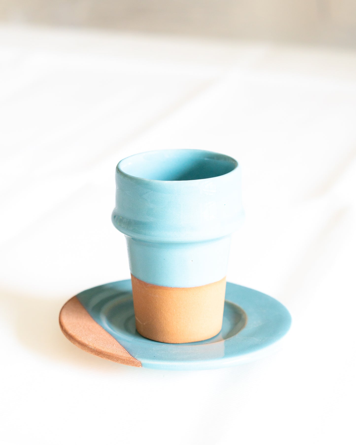 Tasse a cafe beldi turquoise artisanale marocaine terre cuite