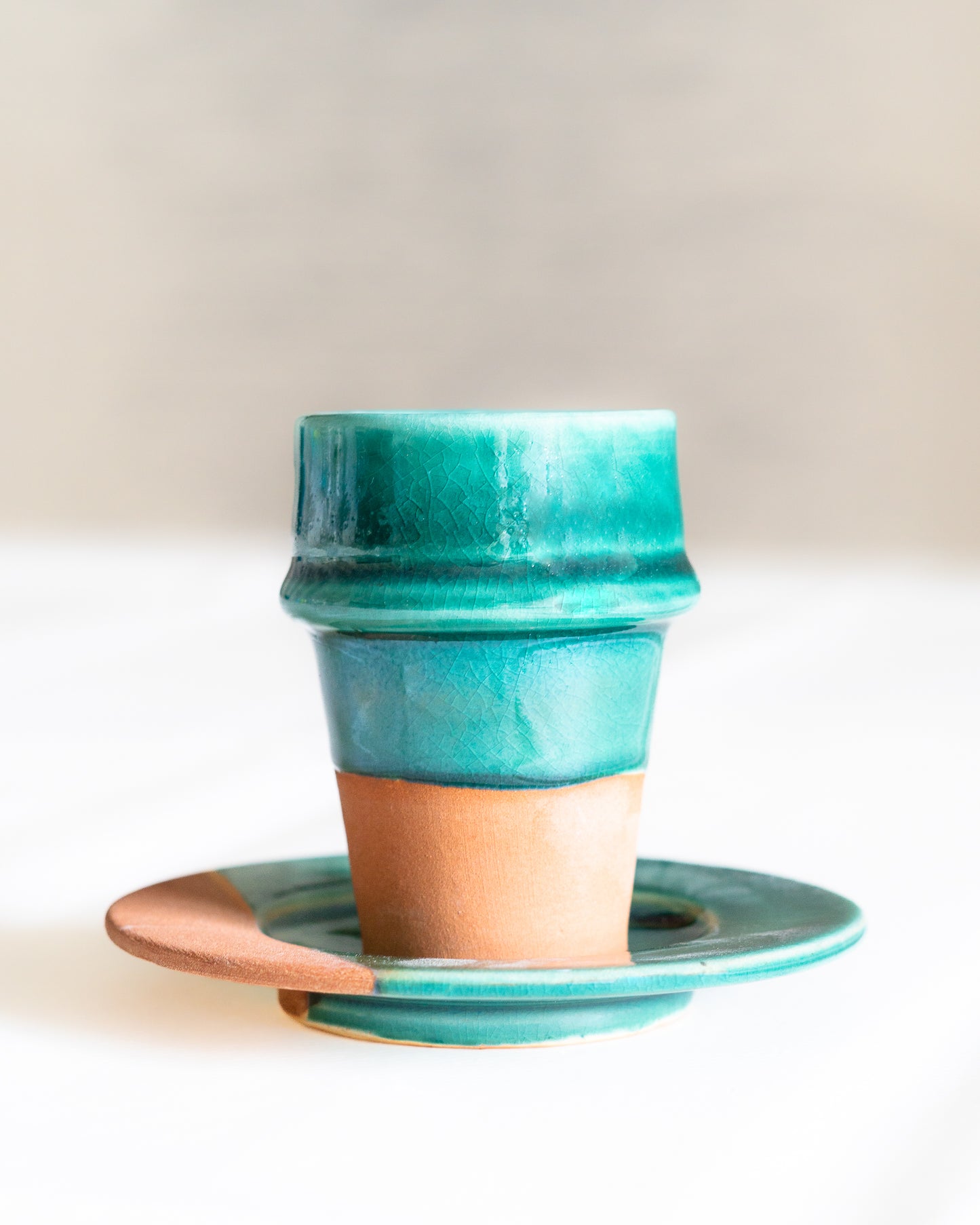 Tasse a cafe beldi vert olive artisanale marocaine terre cuite