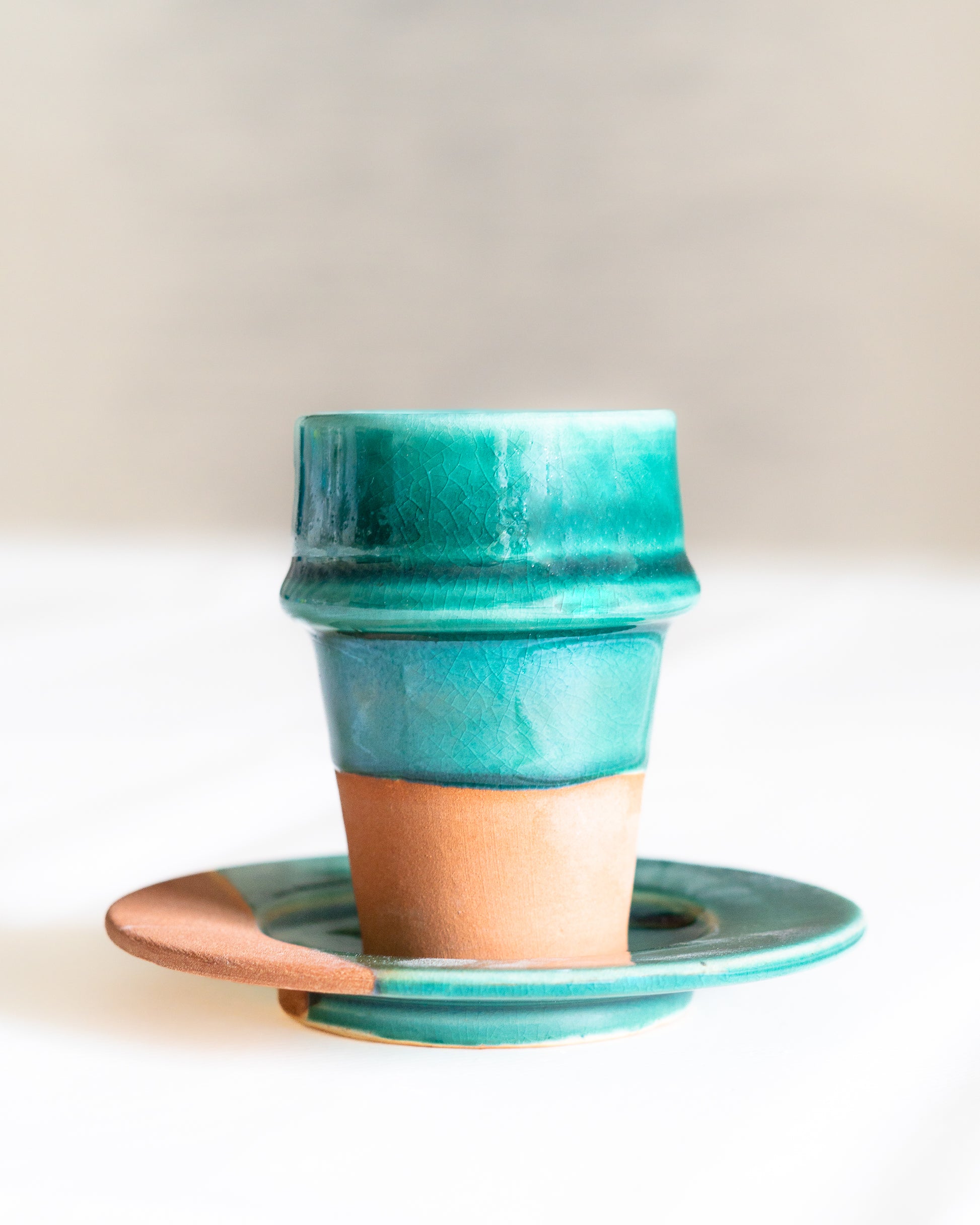 Tasse a cafe beldi  vert olive artisanale marocaine terre cuite