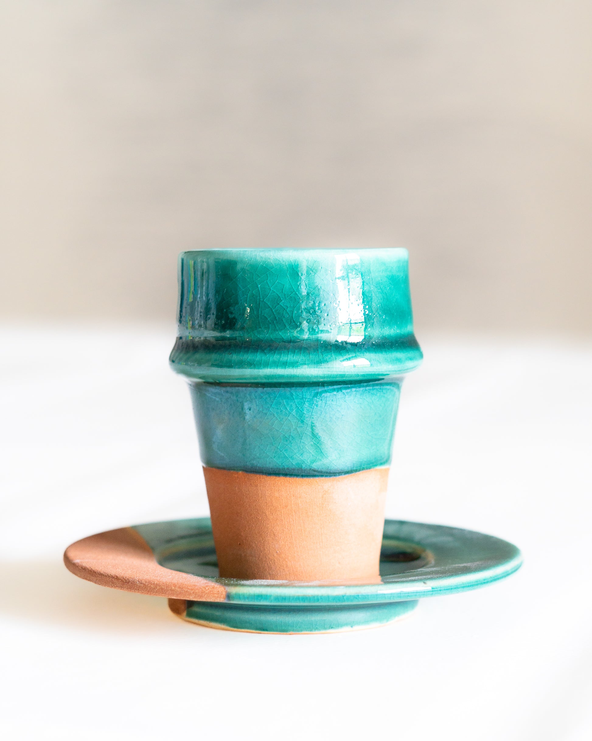 Tasse a cafe beldi vert olive artisanale marocaine terre cuite