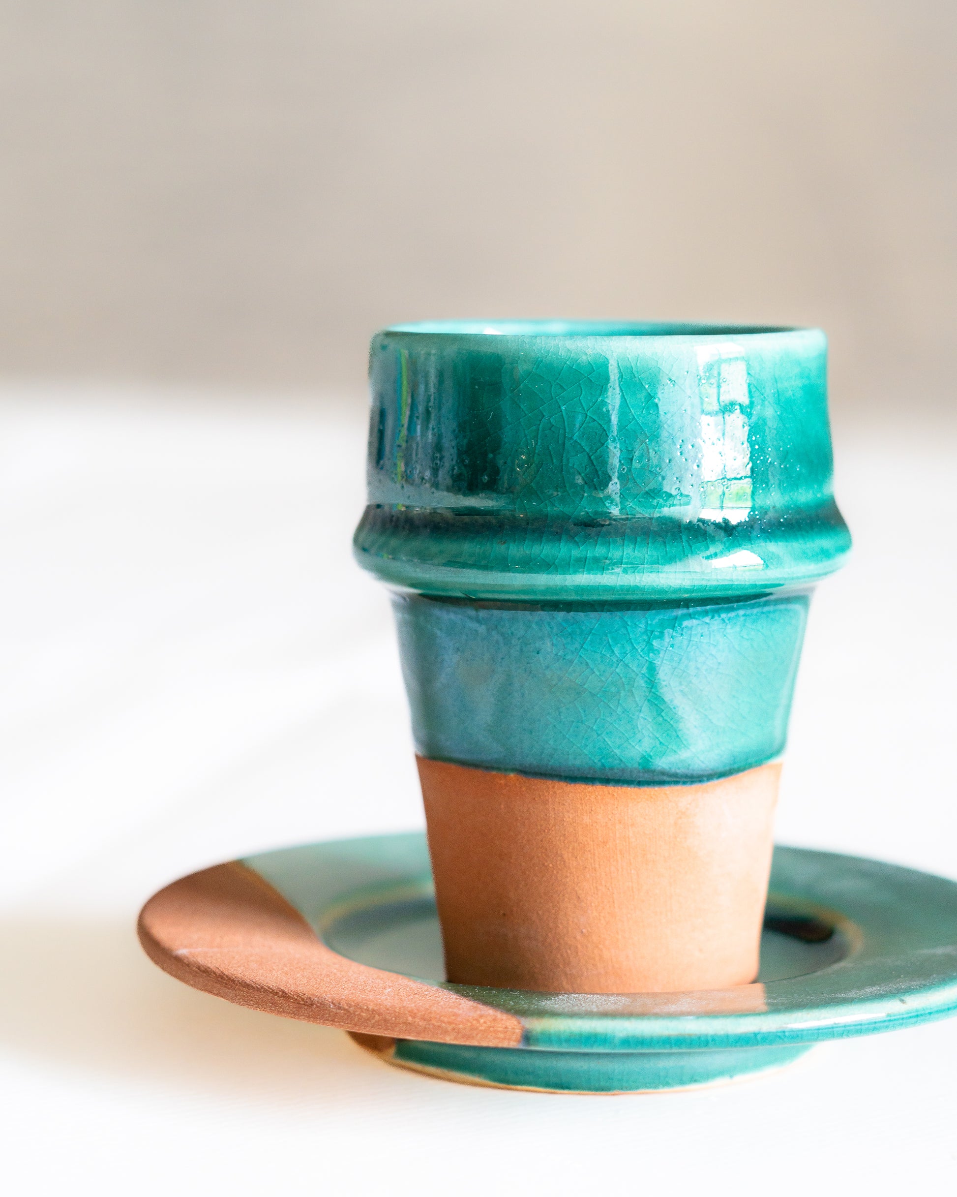 Tasse a cafe beldi vert olive artisanale marocaine terre cuite