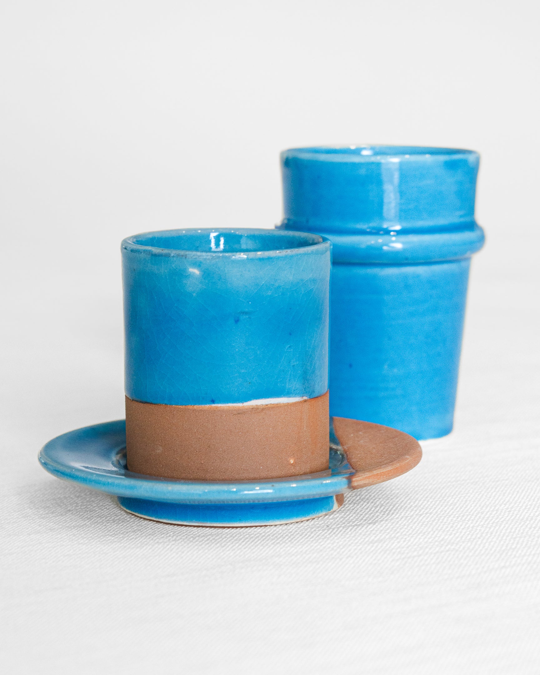tasse a cafe bleu azur moderne originale artisanale marocaine