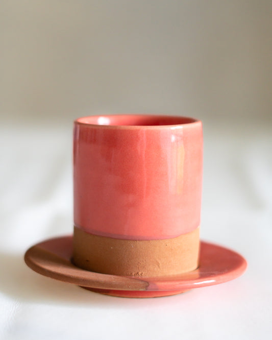 Tasse a cafe corail artisanale marocaine terre cuite