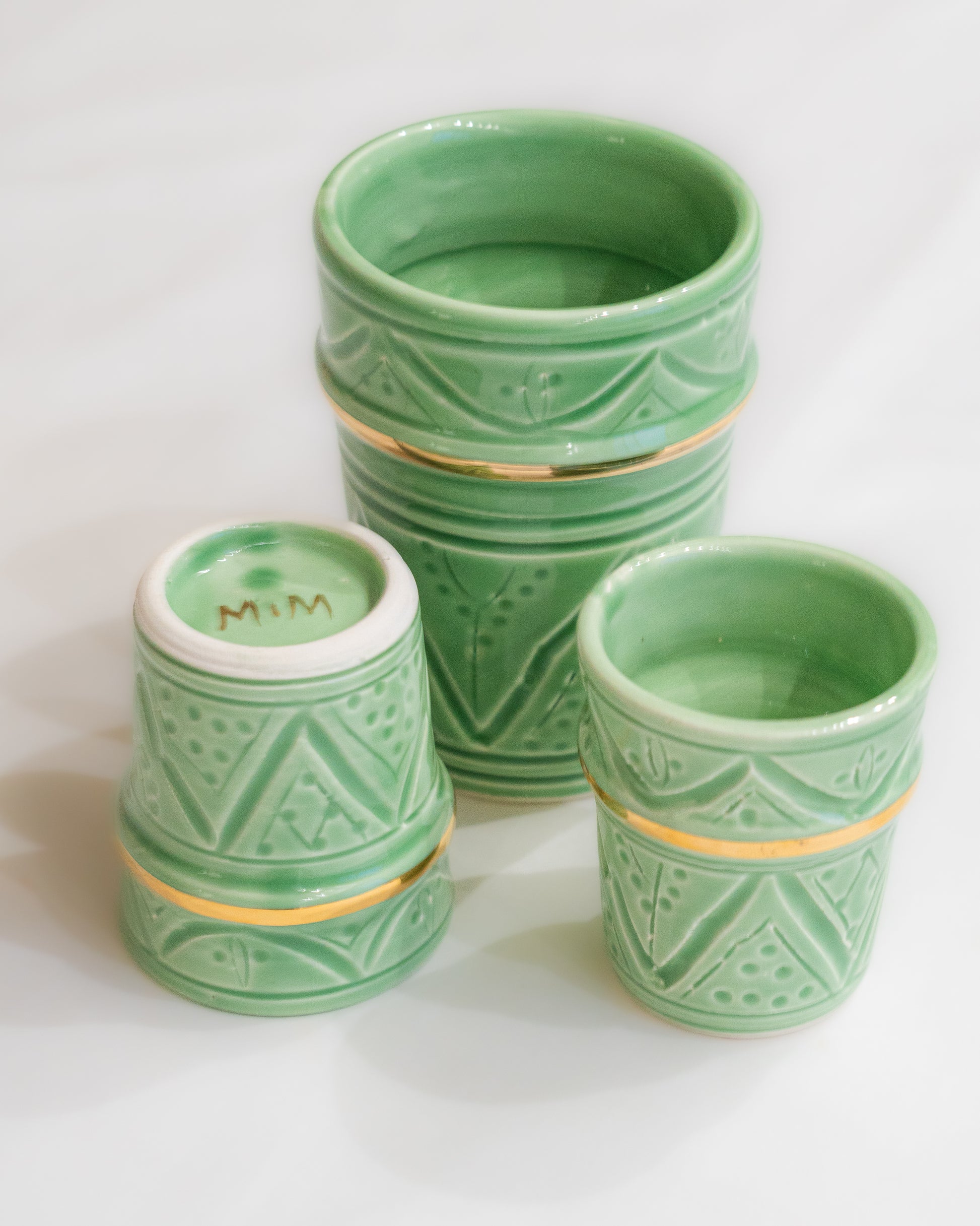 tasse cafe ceramique artisanale vert marocain