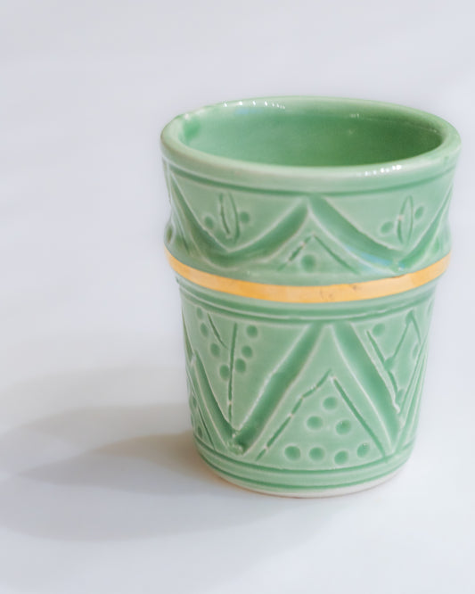 tasse c eramique cafe the vert eau artisanal marocain