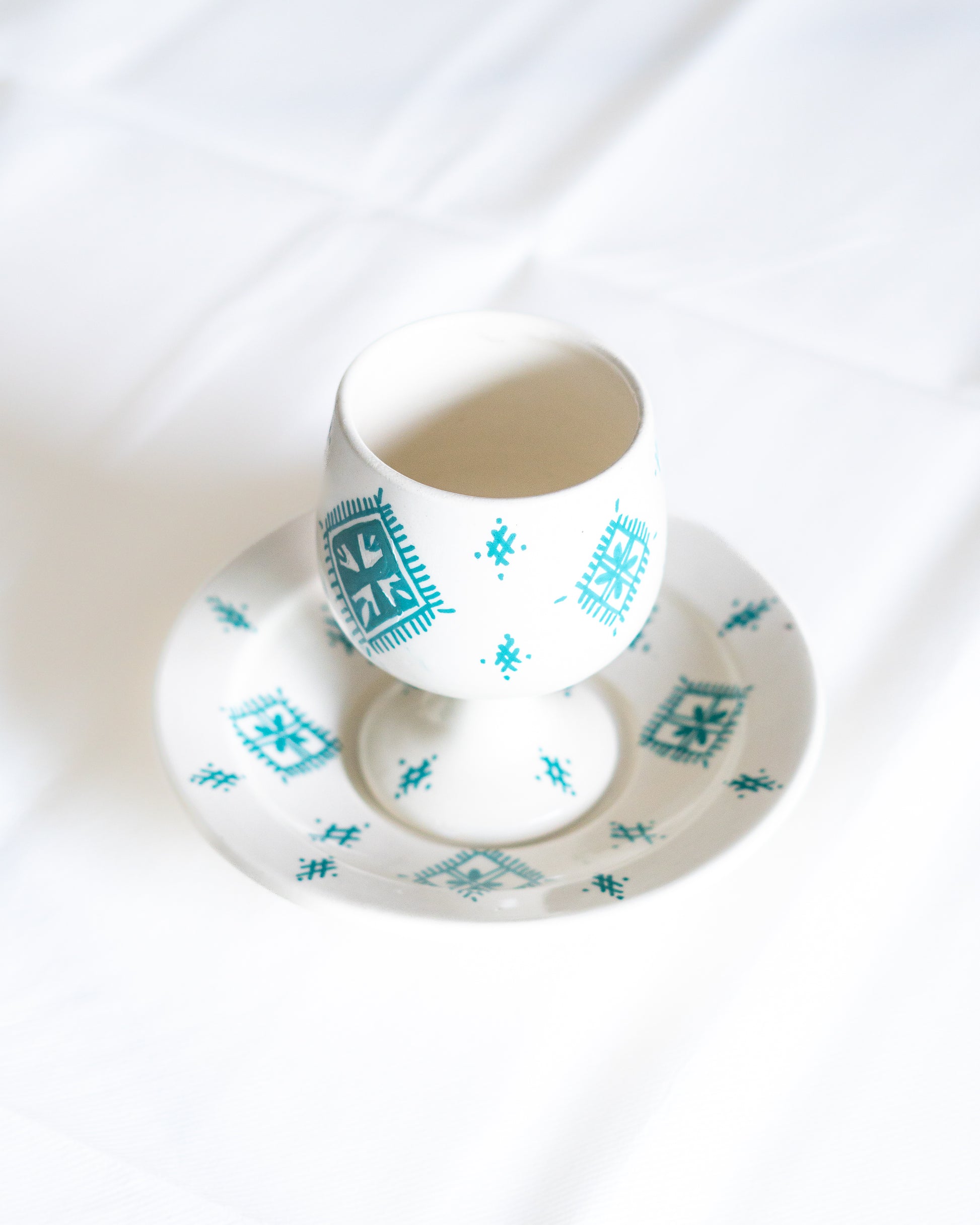 verre artisanal marocain ceramique kidouch vert et blanc