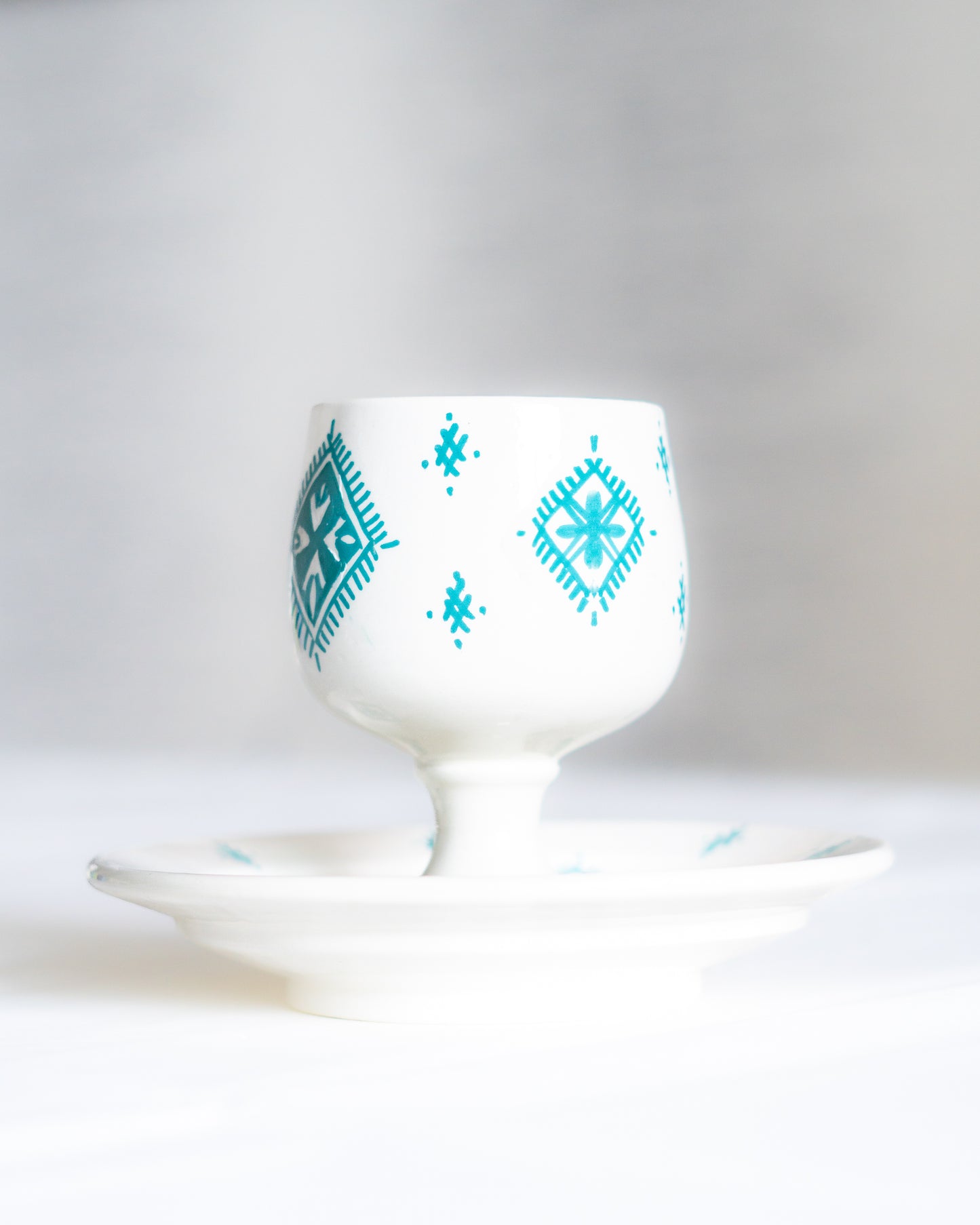 verre artisanal marocain ceramique kidouch vert et blanc