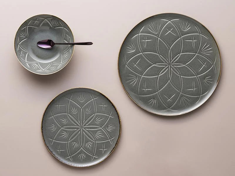 Service de table deux personnes gris motifs marocain