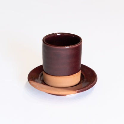 Tasse à café en terre cuite prune aubergine