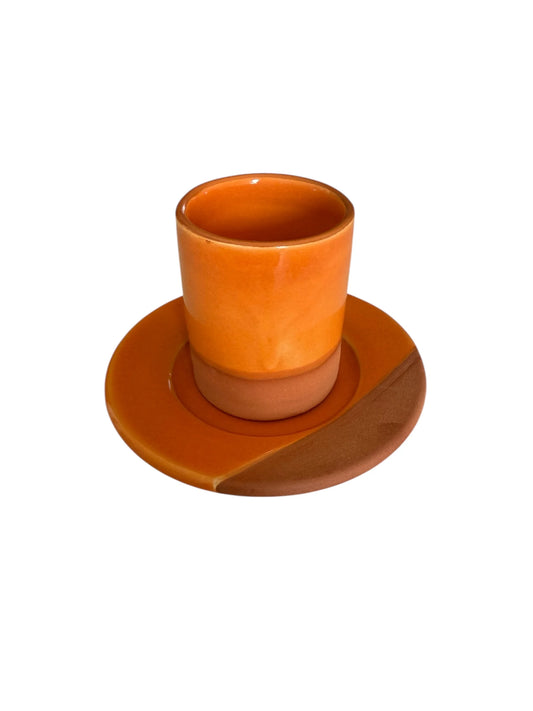 Tasse à café en terre cuite orange 6cm