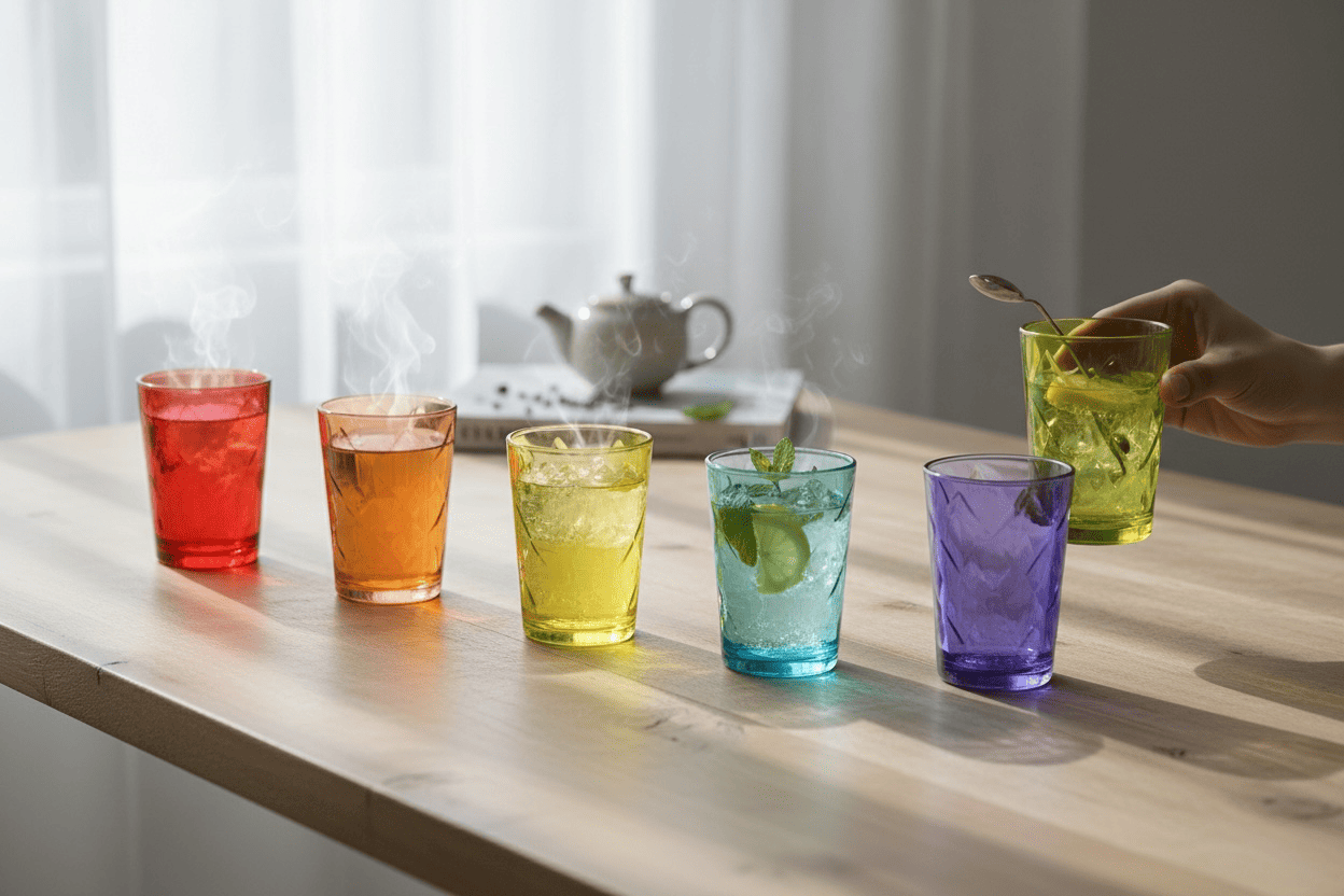 Verres à thé marocains six couleurs