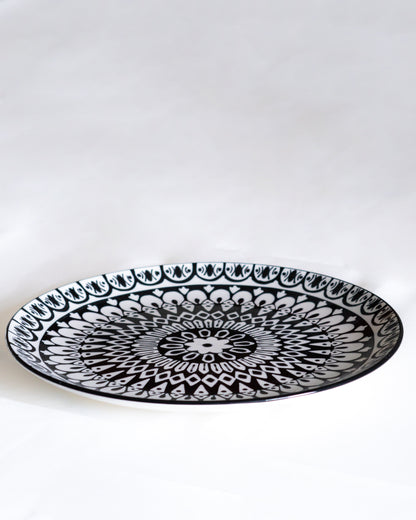 assiette plate 27cm noir et blanc marocaine