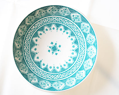 assiette plate marocaine blanc et vert 22cm motifs marocain