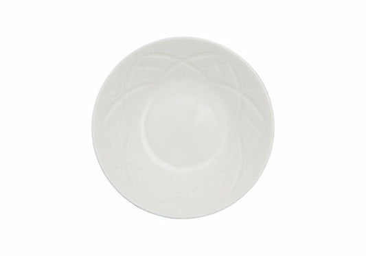 Bol blanc a reliefs 12cm evoquant lauthenticite de la decoration des maisons du Maroc avec un eclat sophistique