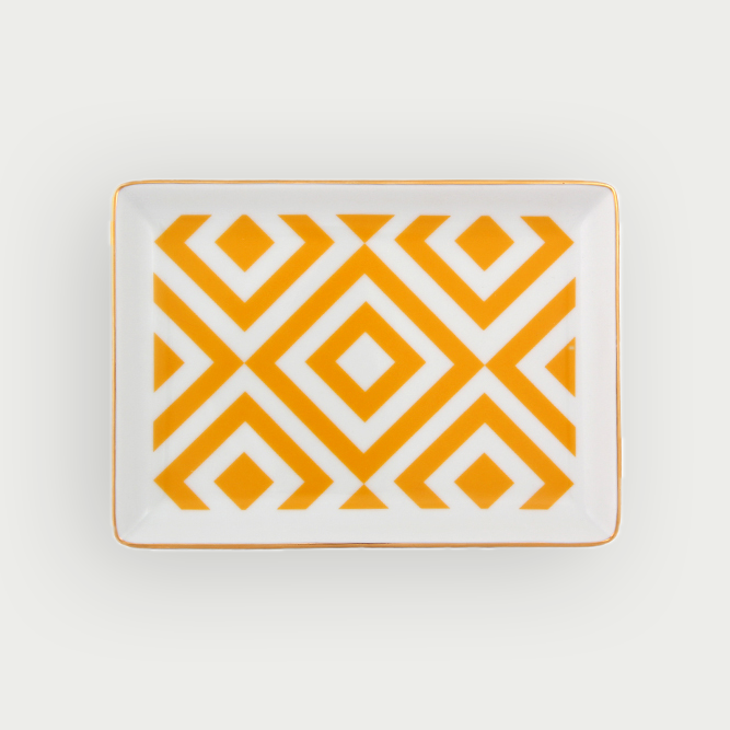 plateau jaune motifs marocain