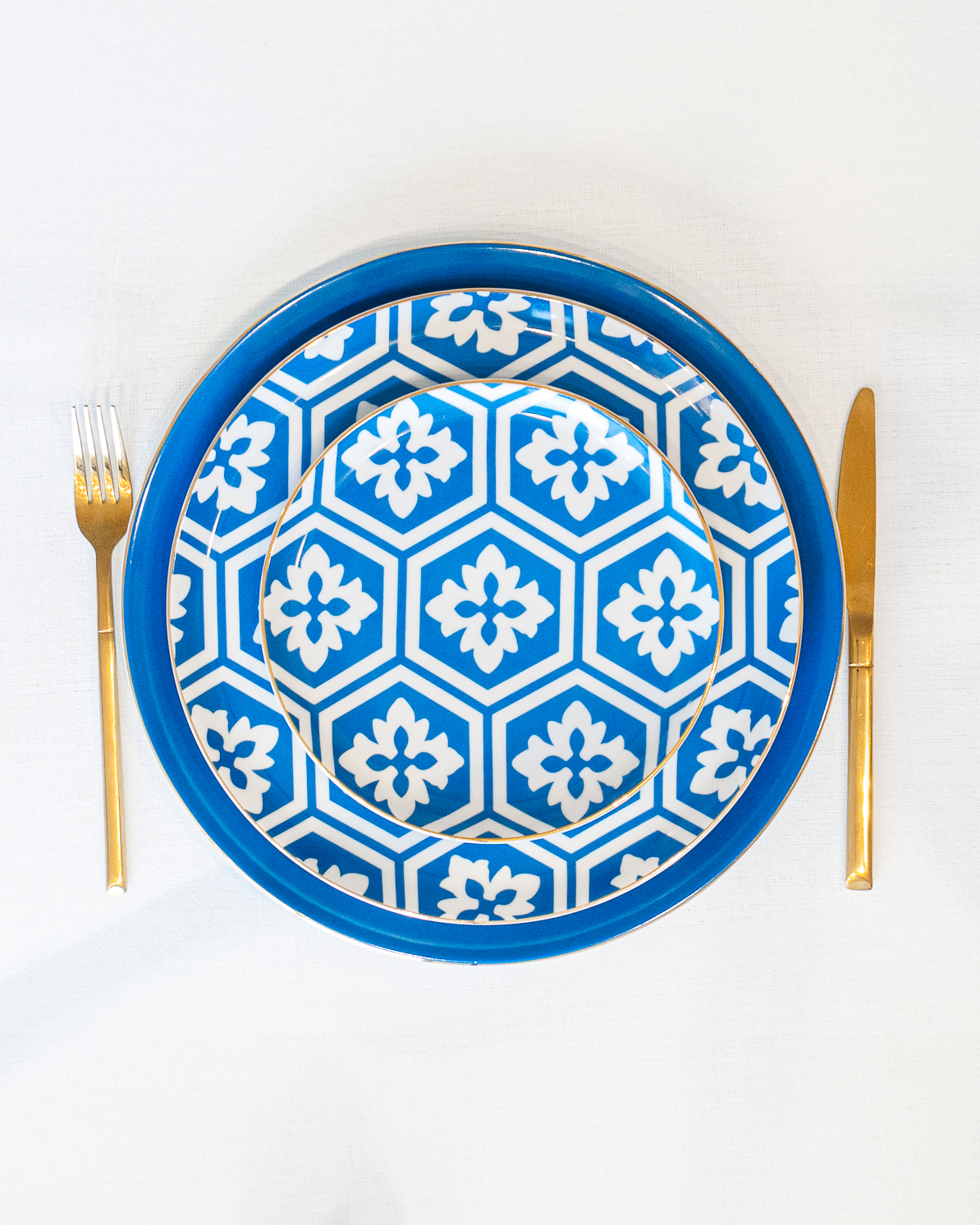 service de table bleu azur motifs marocain