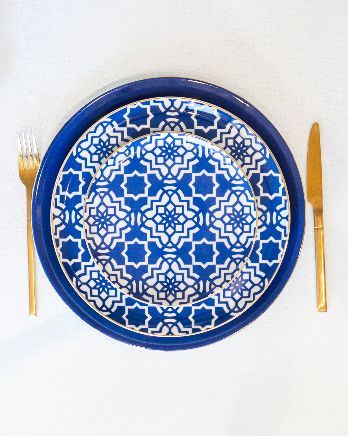 service de table bleu majorelle motifs marocain