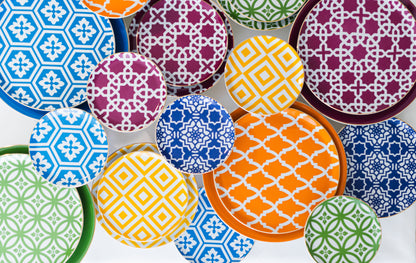 service de table douze personnes mix couleurs motifs marocain