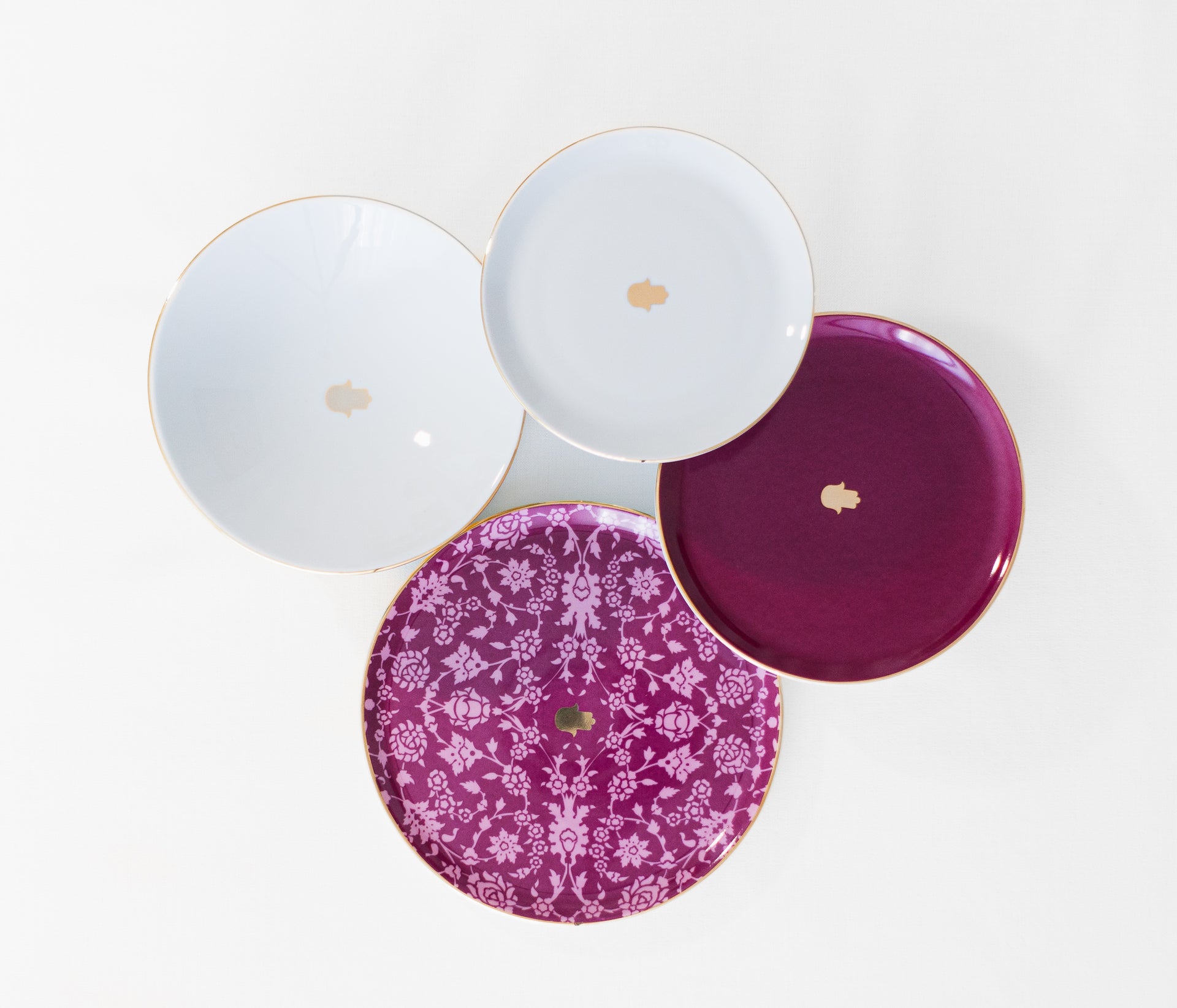 Service De Table 15 Pièces En Porcelaine Bordeaux – Assiettes Et Tasses