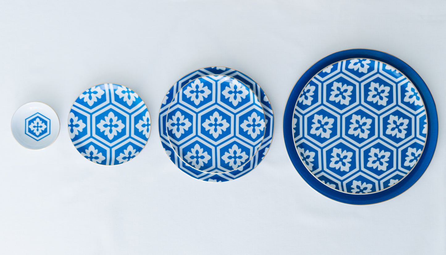 service de table six personnes elegance marocaine bleu azur