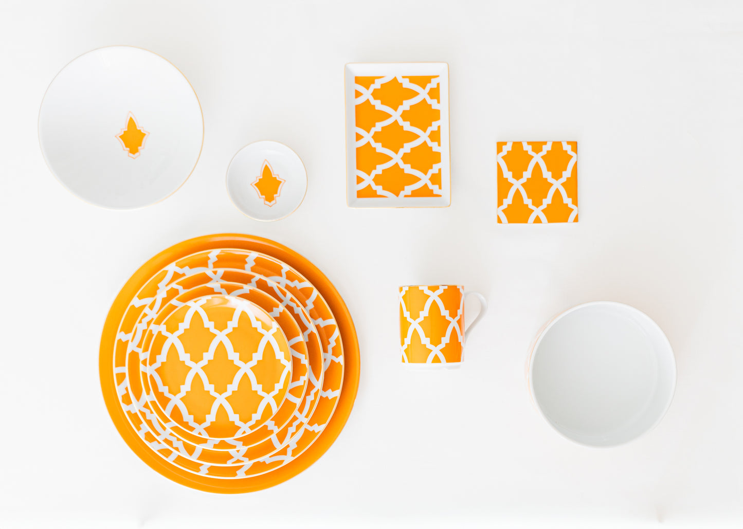 service de table six personnes orange motifs marocain