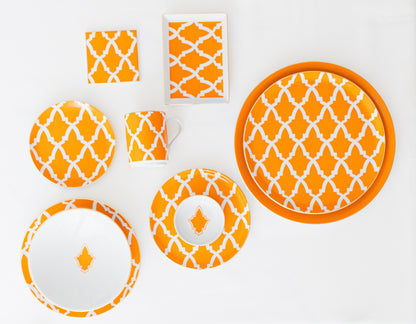 service de table six personnes orange motifs marocain