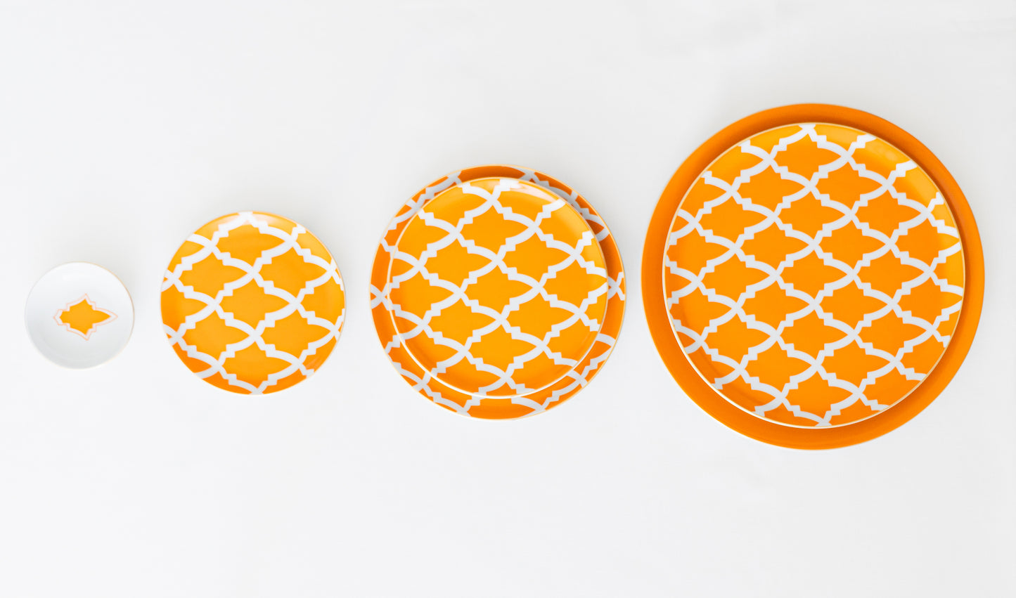 service de table six personnes orange motifs marocain