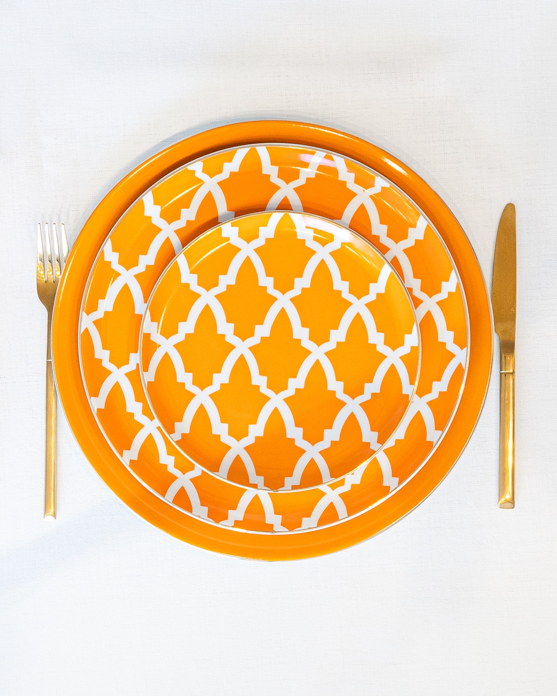 service de table six personnes orange motifs marocain