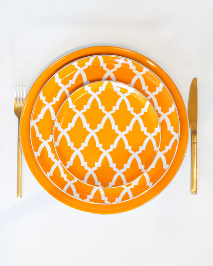 service de table six personnes orange motifs marocain