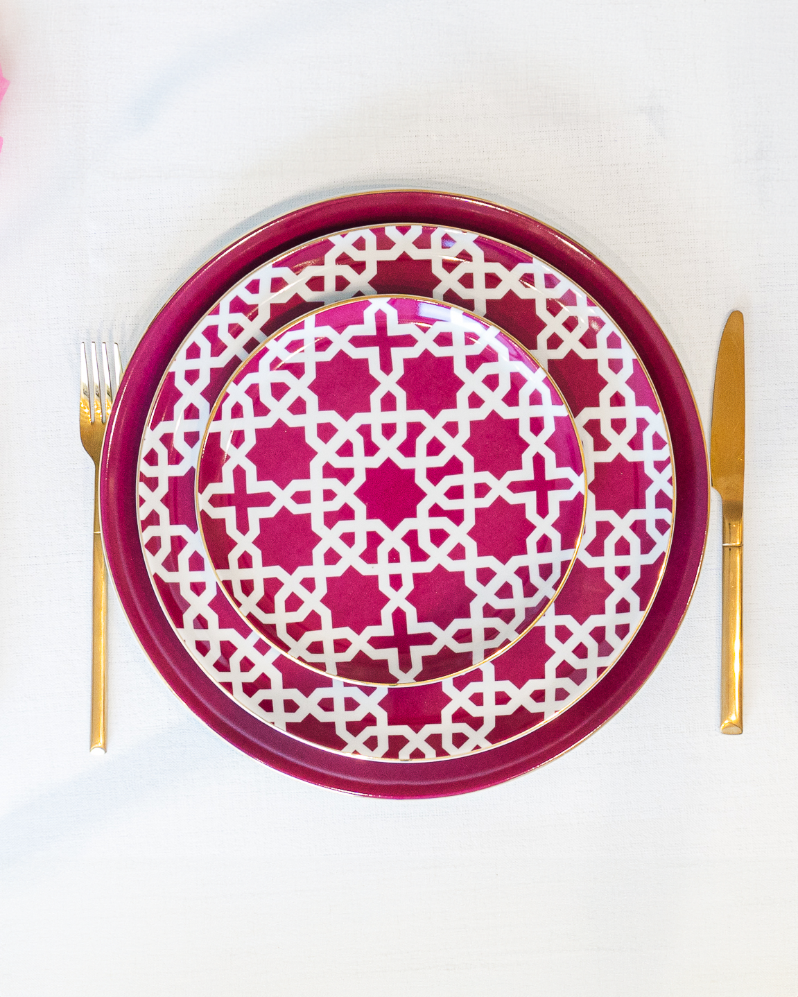 service de table six personnes prune motifs marocain