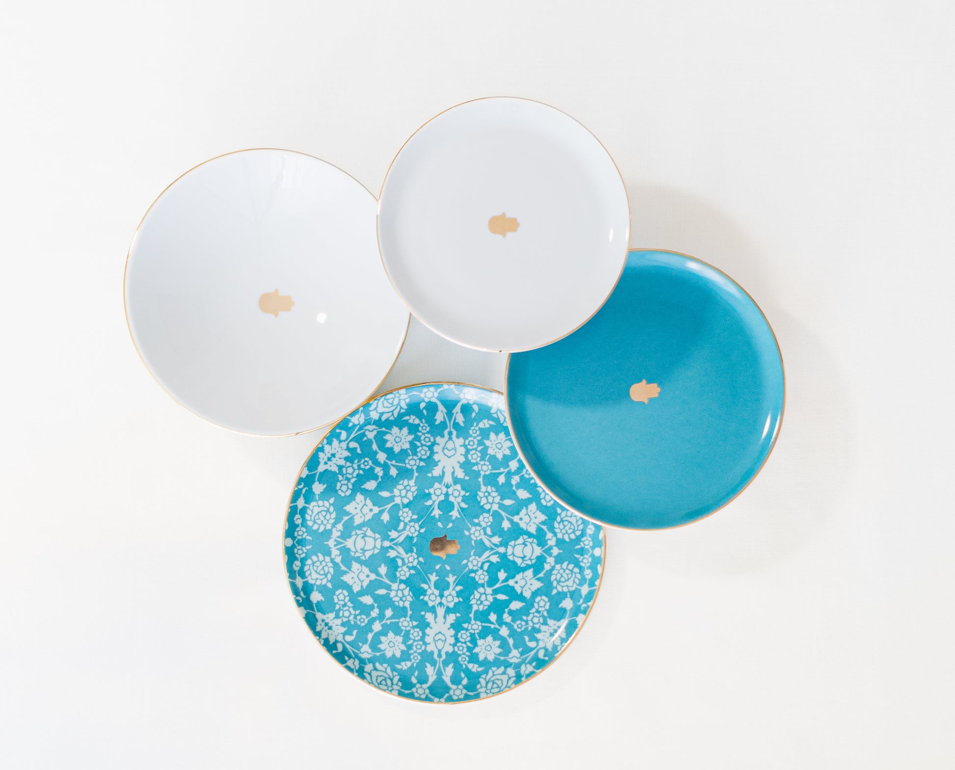 service de table turquoise motif main de fatma