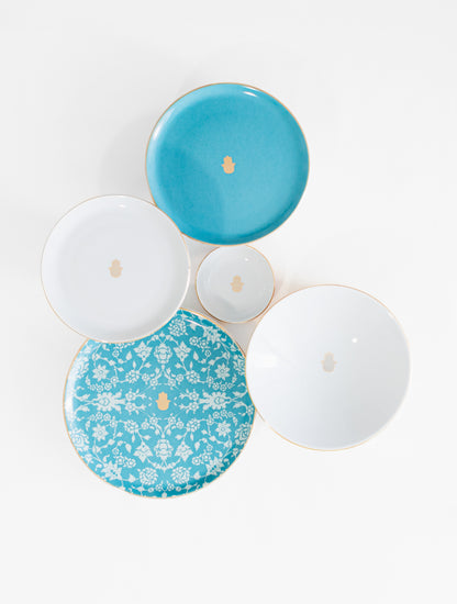 service de table turquoise motifs main de fatma