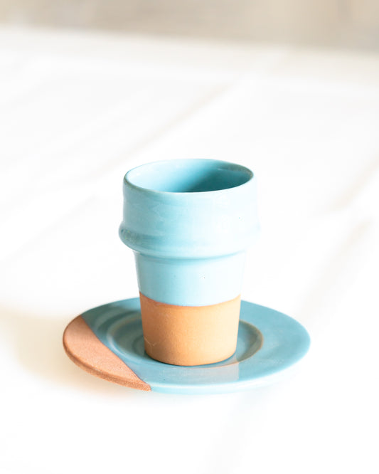 Tasse a cafe  beldi  turquoise artisanale marocaine terre cuite 