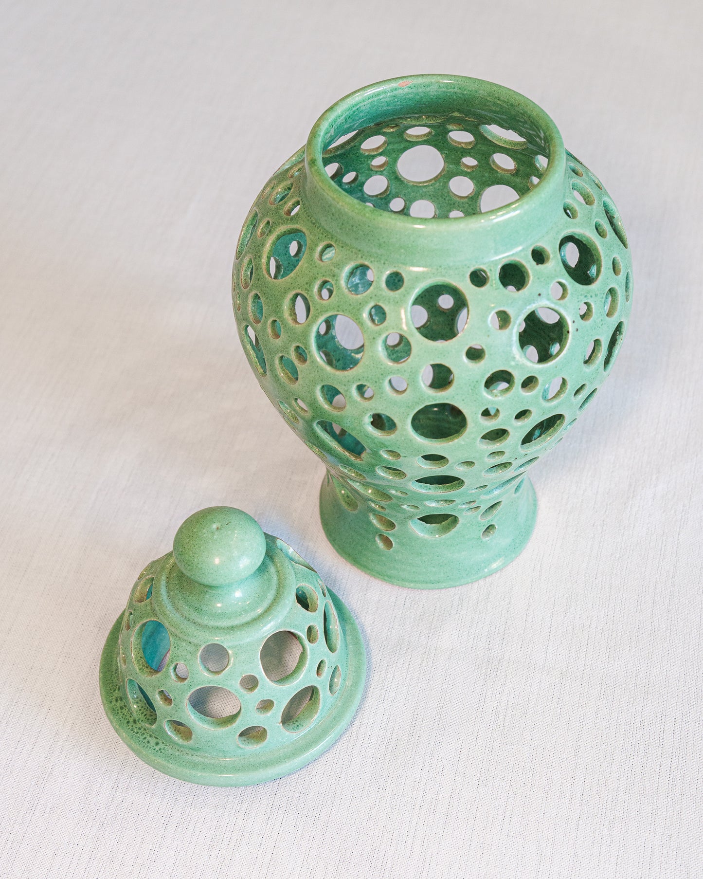 vase ceramique marocain artisanal vert eau