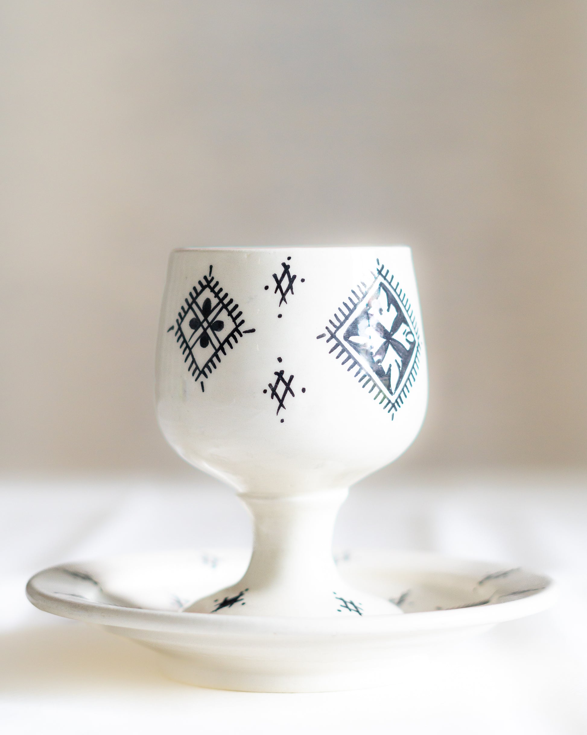 verre artisanal marocain ceramique kidouch noir et blanc