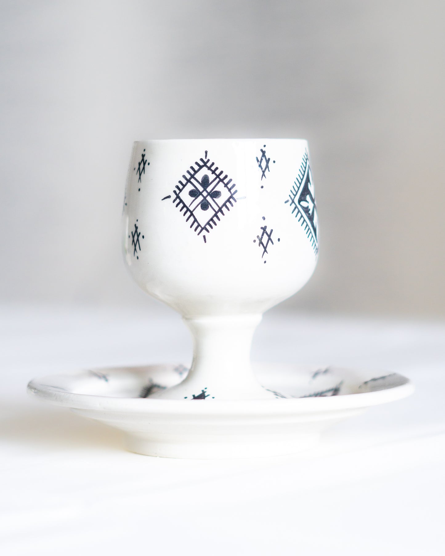 verre artisanal marocain ceramique kidouch noir et blanc